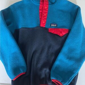 Patagonia Blue and Red Fleece Pullover